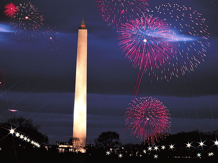 Washington Monument George fireworks obelisk end DC