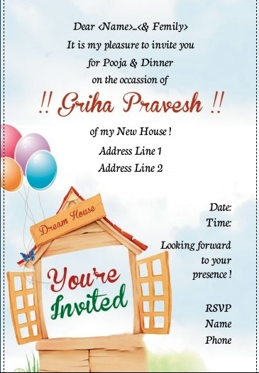Griha Pravesh housewarming invitation