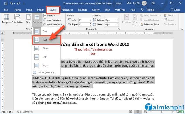 cach chia cot trong word 2019 1