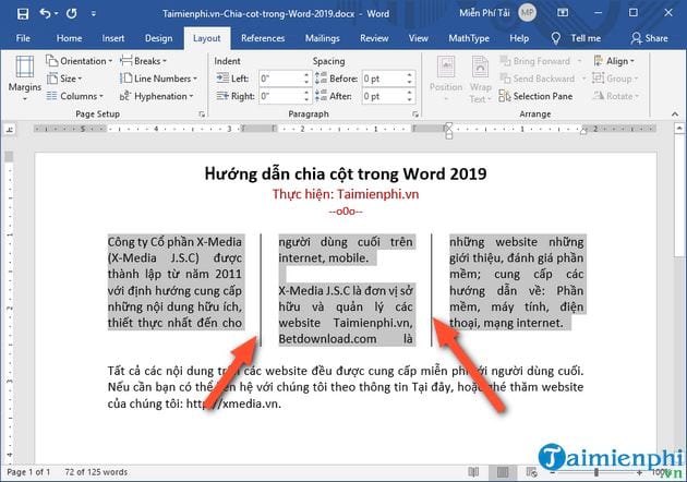 cach chia cot trong word 2019 6