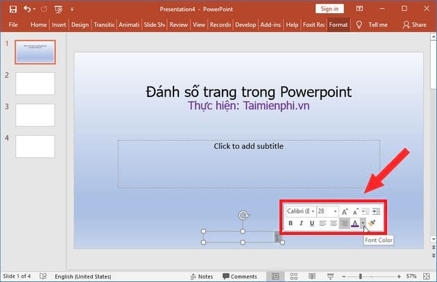 cach danh so trang trong powerpoint 3