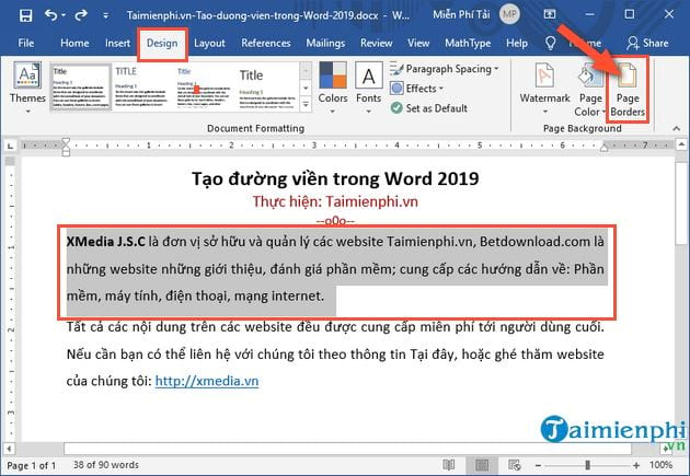 cach tao duong vien trong word 2019 10