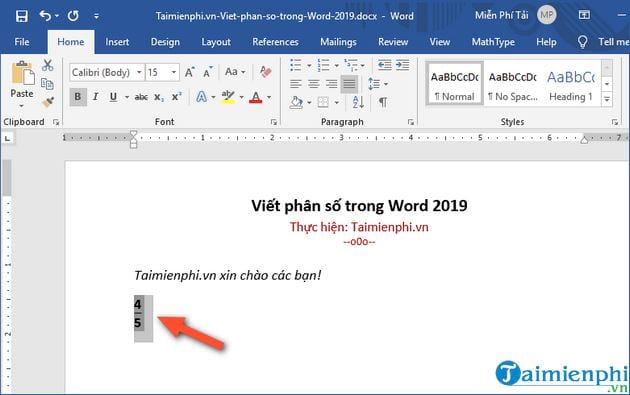cach viet phan so trong word 2019 3