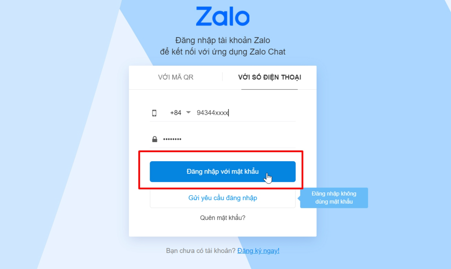 Zalo Web đăng nhập online bằng số điện thoại