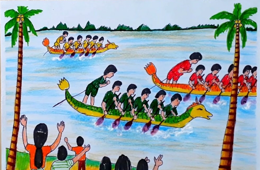 Vẽ tranh đề tài Lễ Hội Quê Hương  Sắc Màu Lễ HộI  Vẽ Tranh hát quan họ  trên thuyền rồng  YouTube