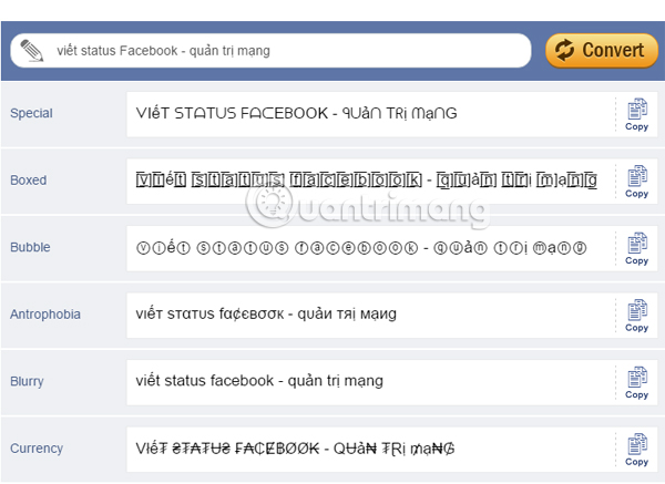status facebook font chu