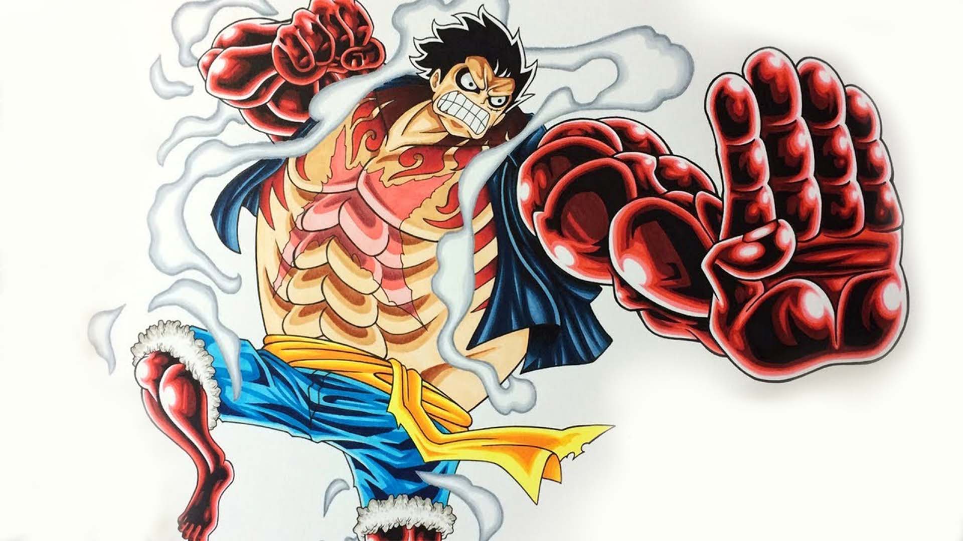 Hình ảnh tuyệt vời của Luffy với cánh tay màu đỏ