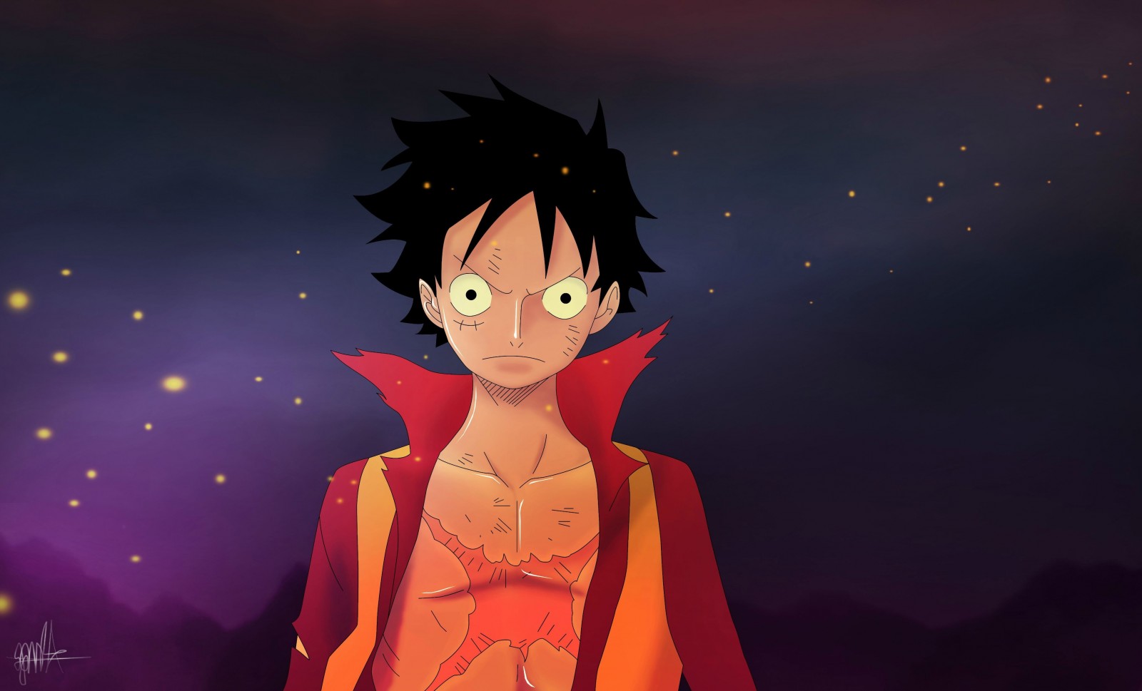 Hình ảnh Luffy và bầu trời bí ẩn