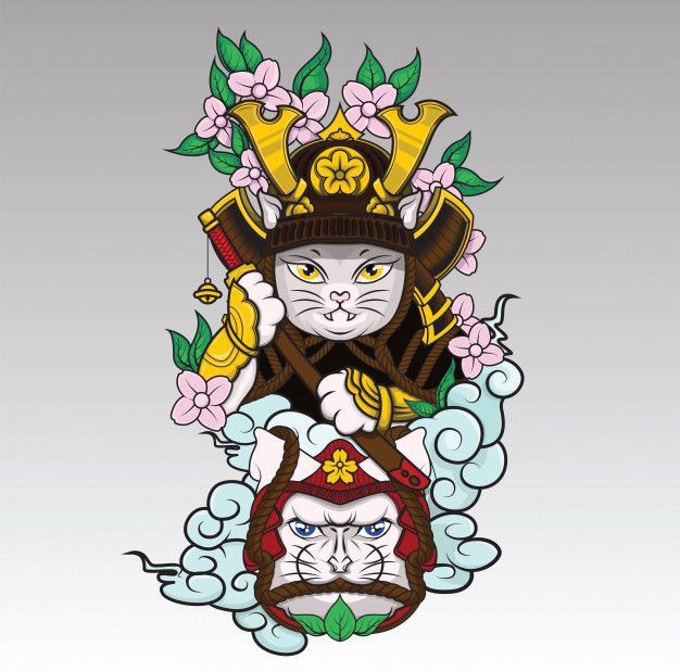 Hình xăm con mèo samurai (12)