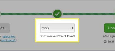 MP3 format selected from the drop-down menu.