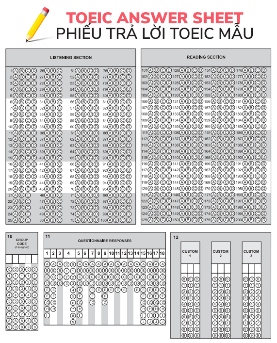 Answer Sheet TOEIC - Phiếu trả lời TOEIC