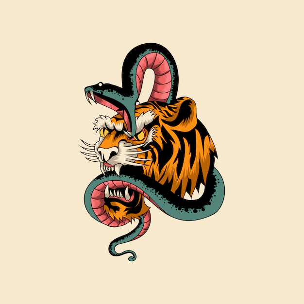 tiger snake traditional illustration 118498 35