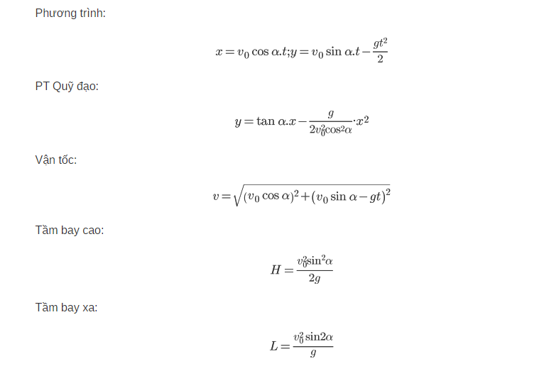 Chuyển động của vật ném xiên từ mặt đất
