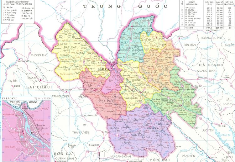 Bản đồ hành chính tỉnh Lào Cai năm 2022