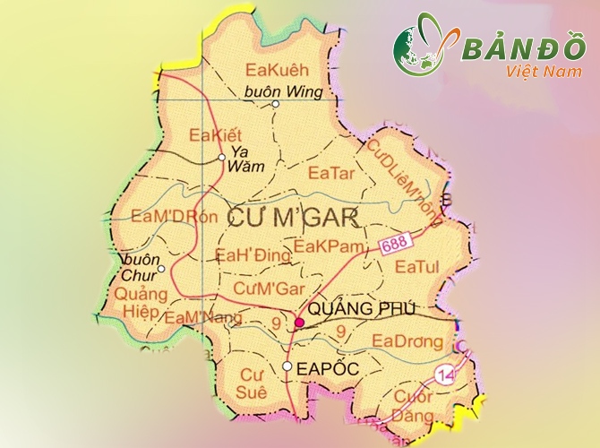 Bản đồ hành chính các xã tại huyện Cư M