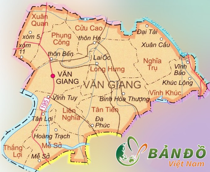 Bản đồ hành chính huyện Văn Giang