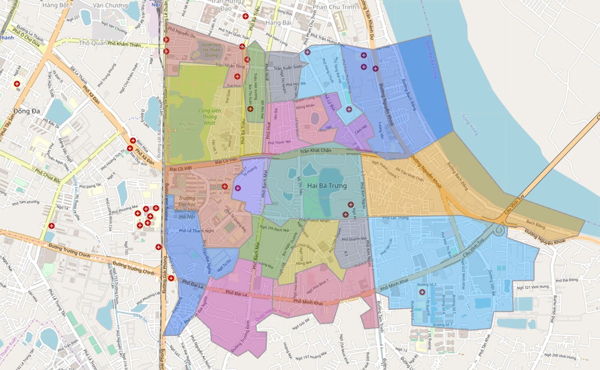 Bản đồ hành chính Quận Hai Bà Trưng năm 2022