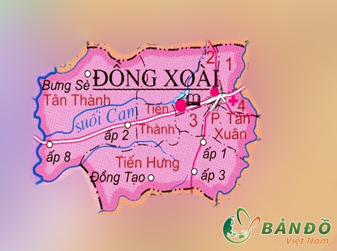 Bản đồ hành chính thành phố Đồng Xoài