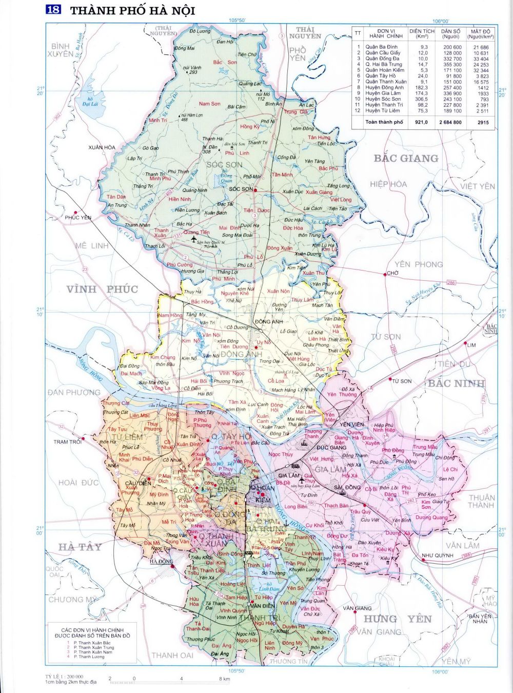 Bản đồ hành chính Thành phố Hà Nội năm 2022