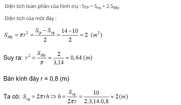 bai tap tinh dien tich hinh tru lop 9 15