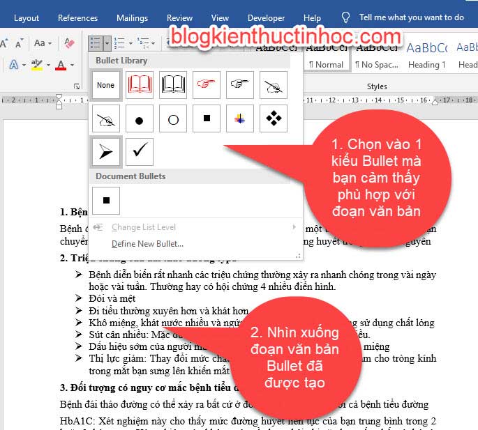 cach tao bullet trong word 2 1