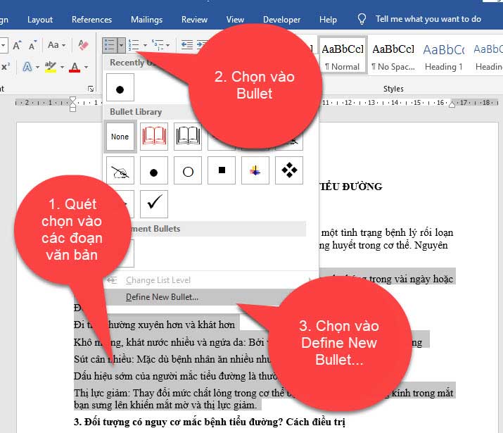 cach tao bullet trong word 3 1