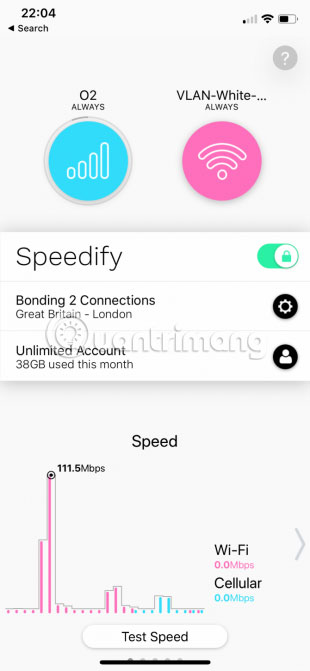 Dùng channel bonding của Speedify