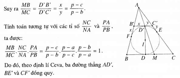 Chứng minh định lí Ceva và ứng dụng giải bài tập (ảnh 12)