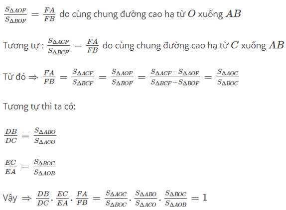 Chứng minh định lí Ceva và ứng dụng giải bài tập (ảnh 2)