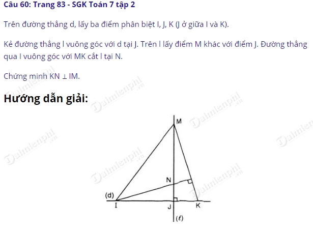 giai toan 7 trang 83 sgk tap 2 tinh chat ba duong cao cua tam giac 9