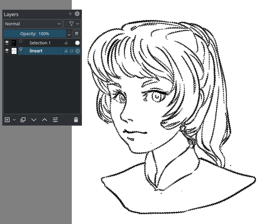 Lựa chọn lineart muốn Krita đổ màu