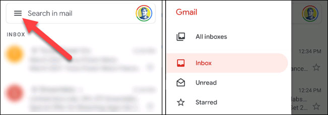 Biểu tượng Hamburger trong Gmail