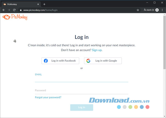 Đăng nhập PicMonkey