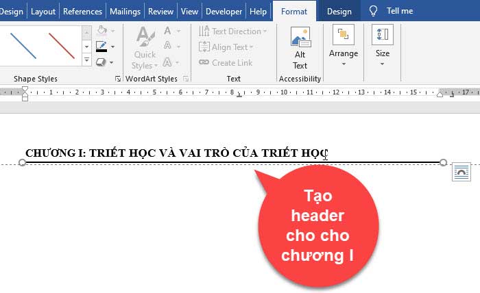 tạo header trong word