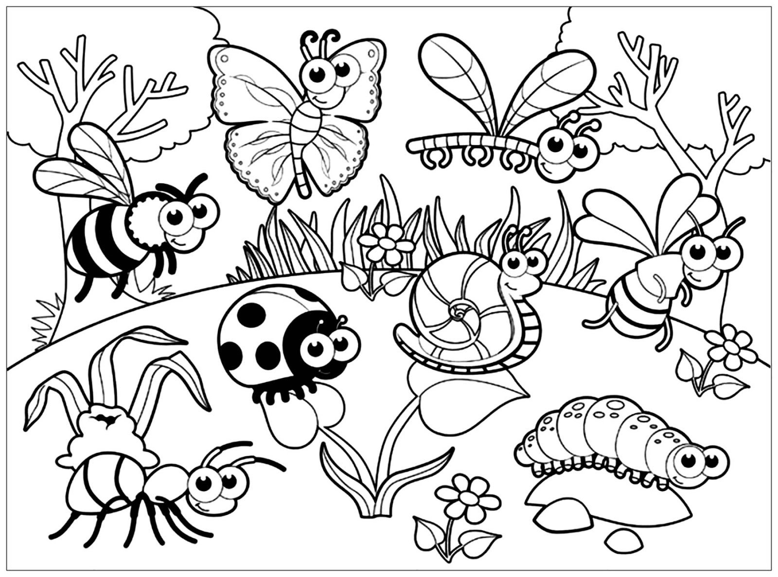 Tổng hợp các bức tranh tô màu côn trùng cho bé
