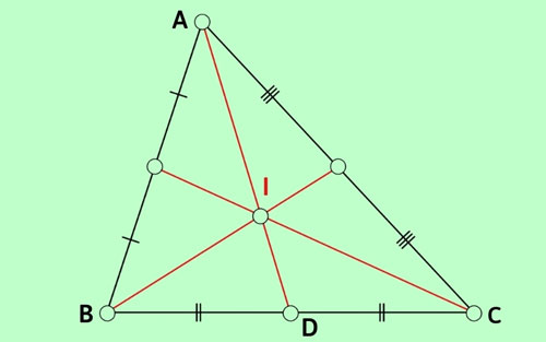 Tam giác ABC có trung tuyến AD = 9cm và trọng tâm I