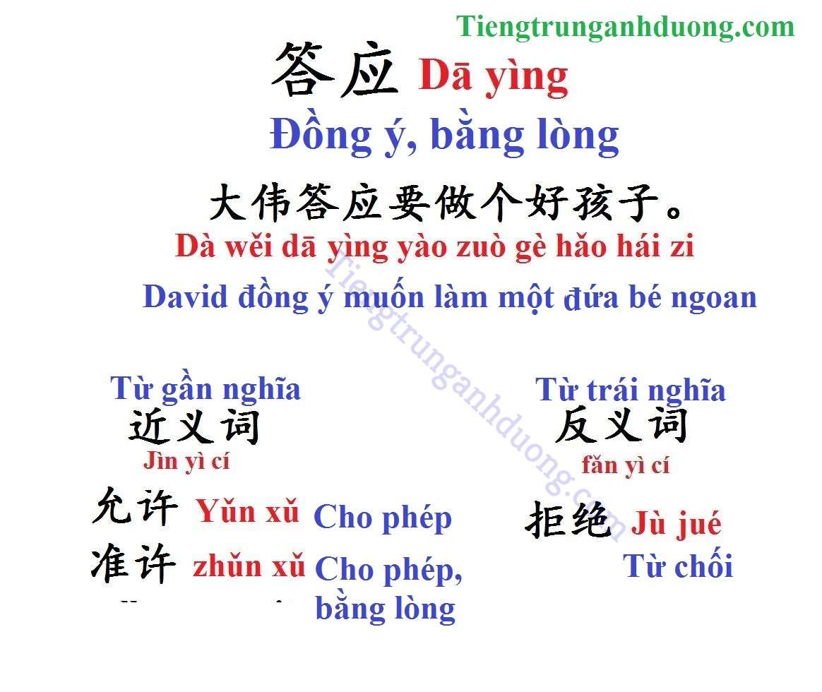 Đồng ý bằng lòng tiếng trung