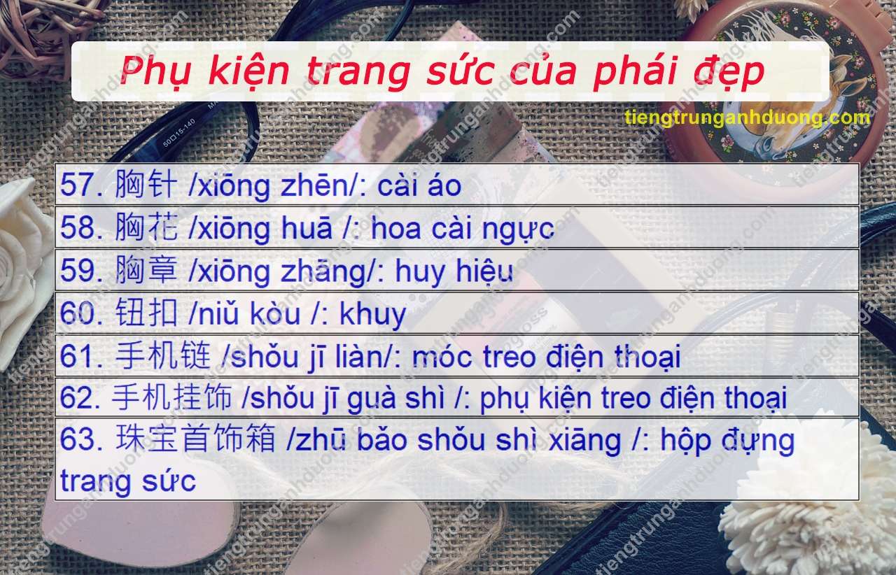 phụ kiện thời trang tiếng trung 08